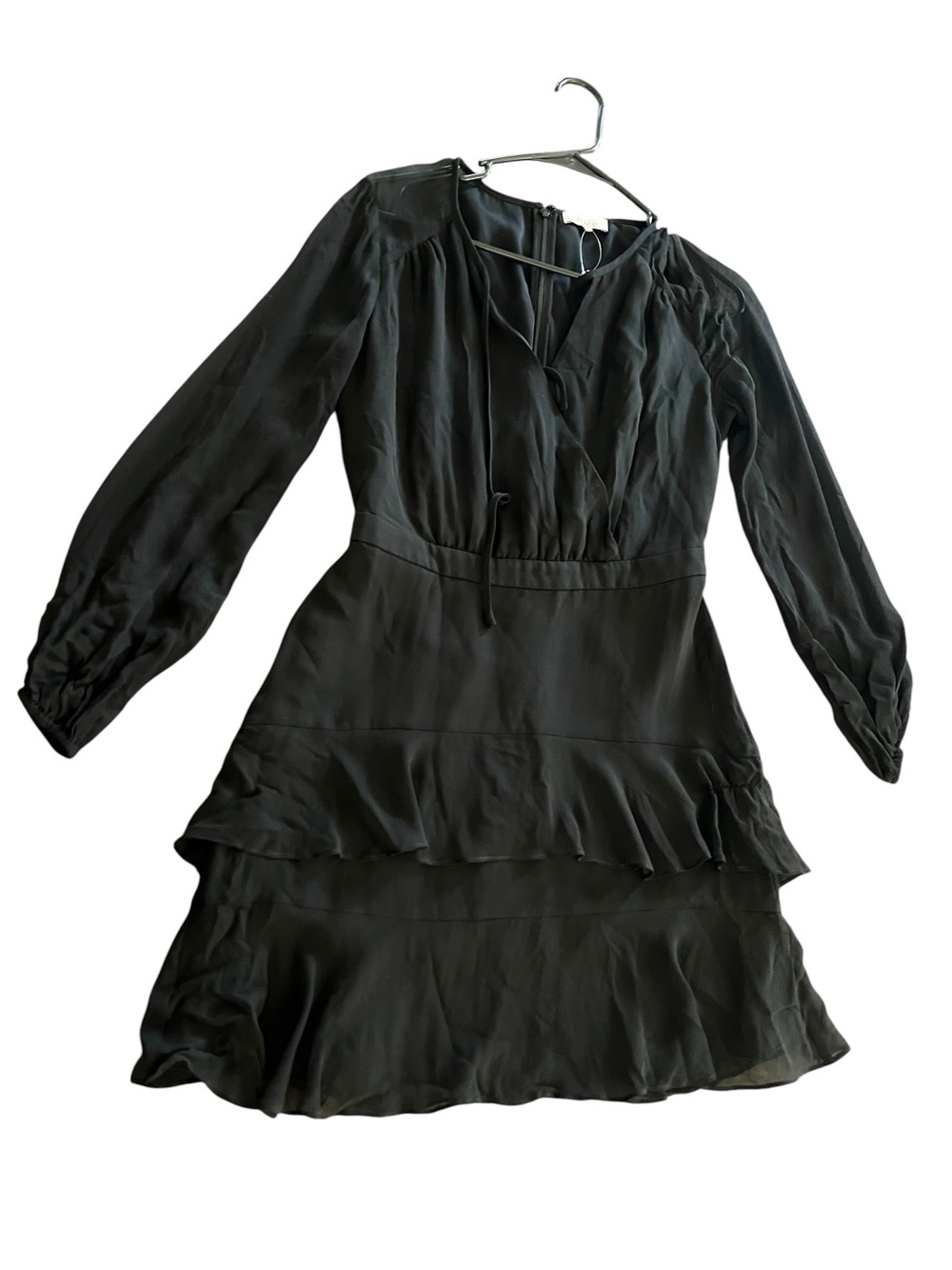Parker black long sheer sleeve dress size small
